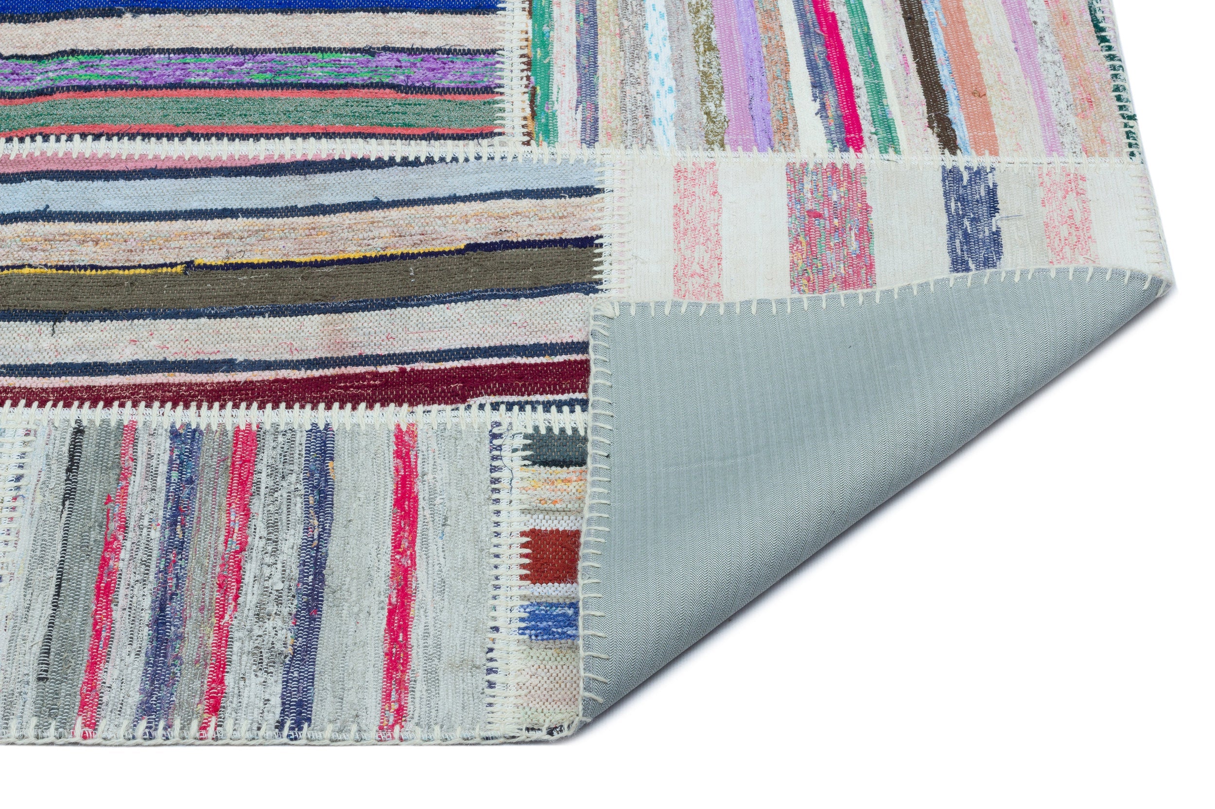 Teselya 25138 Patchwork Striped Wool Handmade Area Rug 3'11" x 5'11"