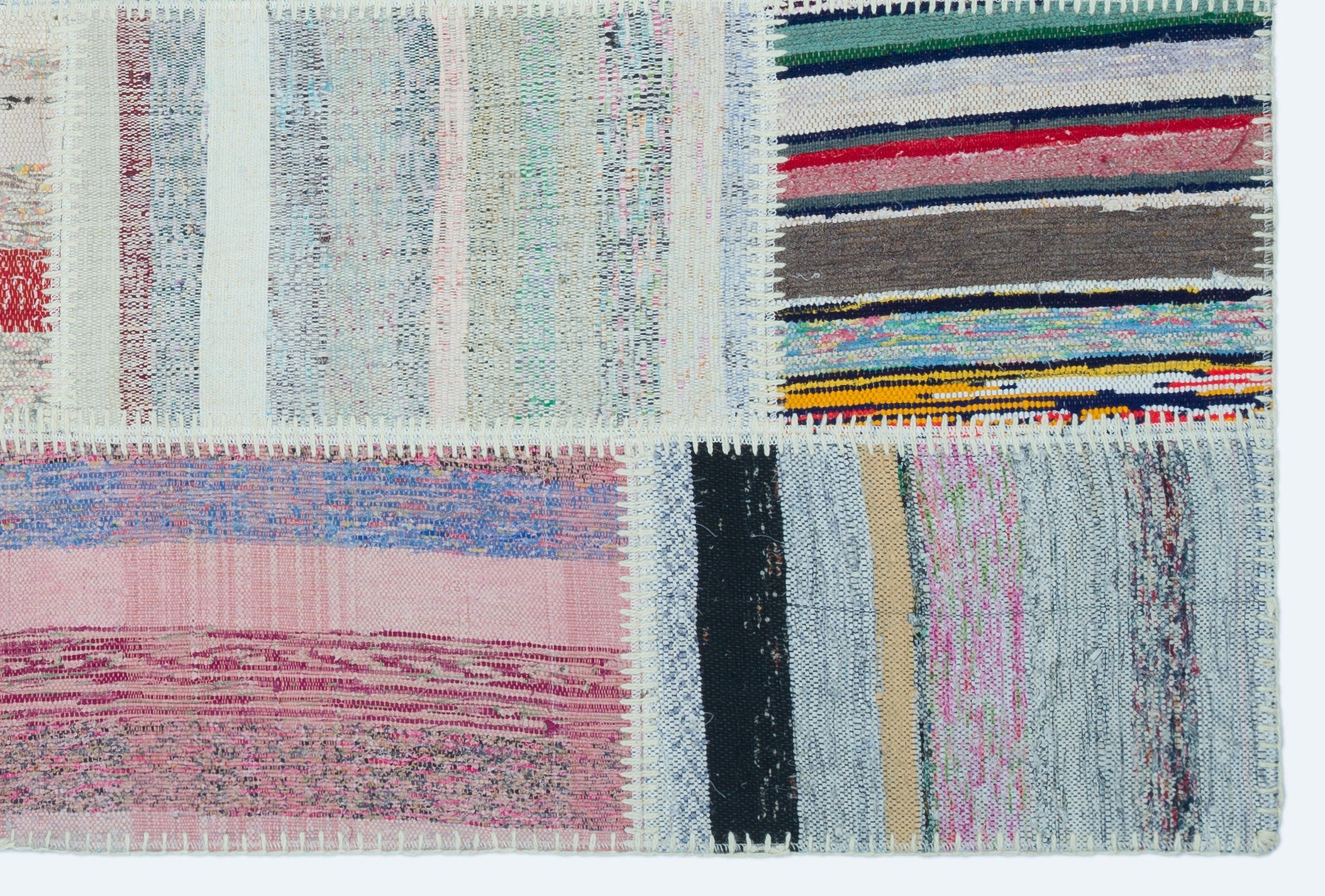 Teselya 25144 Beige Striped Wool Handmade Area Rug 3'11" x 5'11"