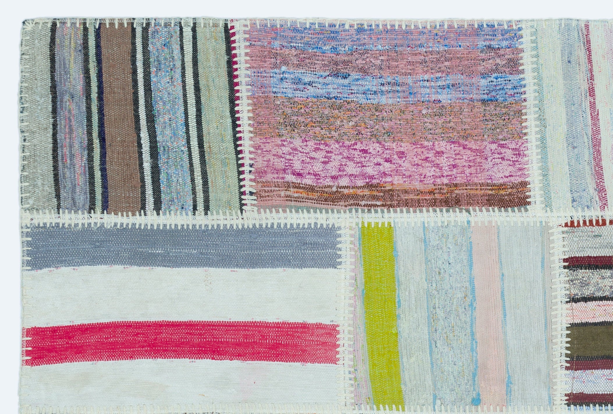 Teselya 25144 Beige Striped Wool Handmade Area Rug 3'11" x 5'11"