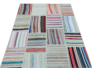 Teselya 25151 Patchwork Striped Wool Handmade Area Rug 3'11" x 5'11"
