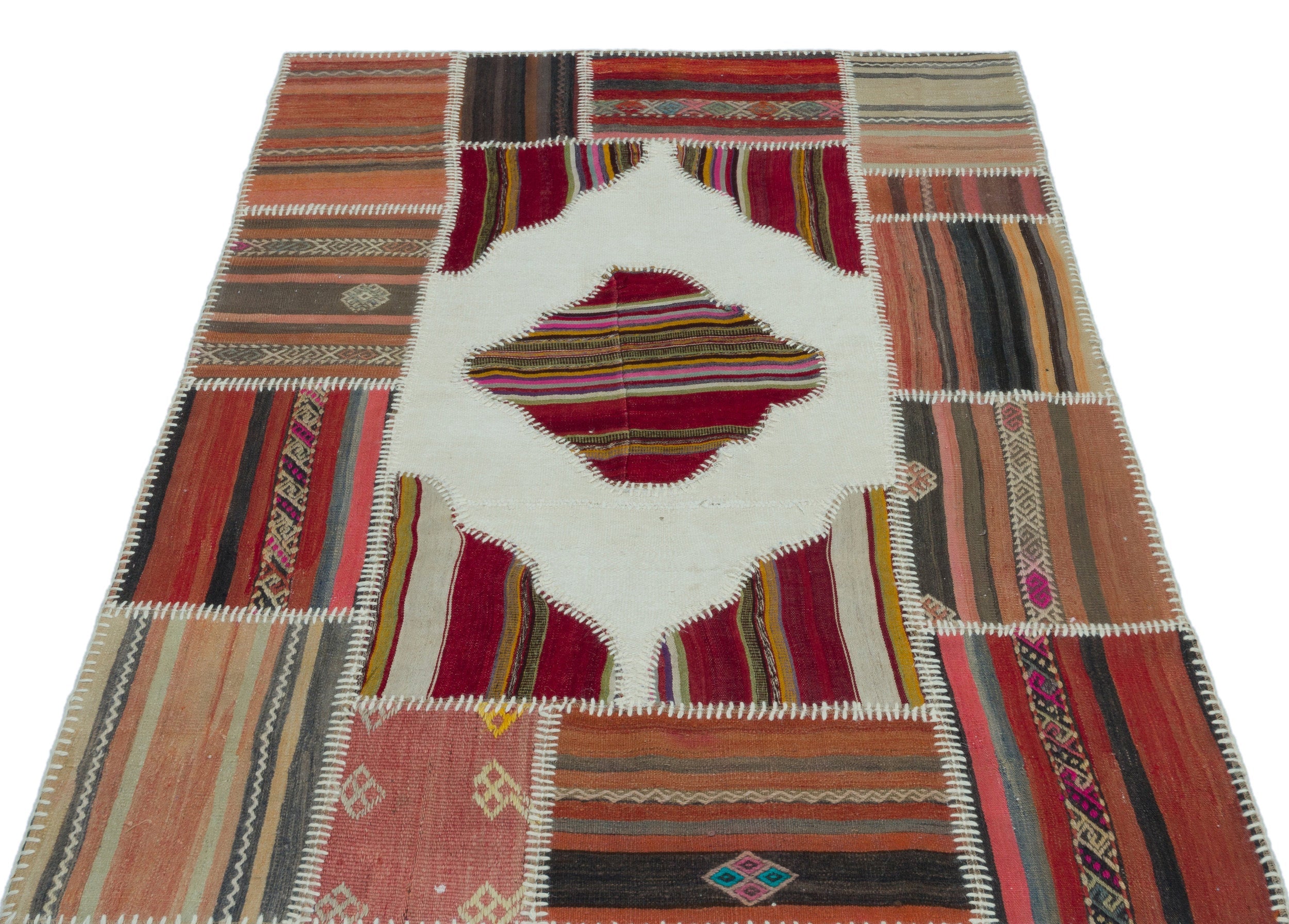 Teselya 25158 Multy Vintage Wool Handmade Area Rug 3'11" x 5'9"