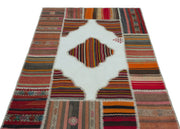 Teselya Beige Vintage Wool Handmade Area Rug 4'2" x 6'0"