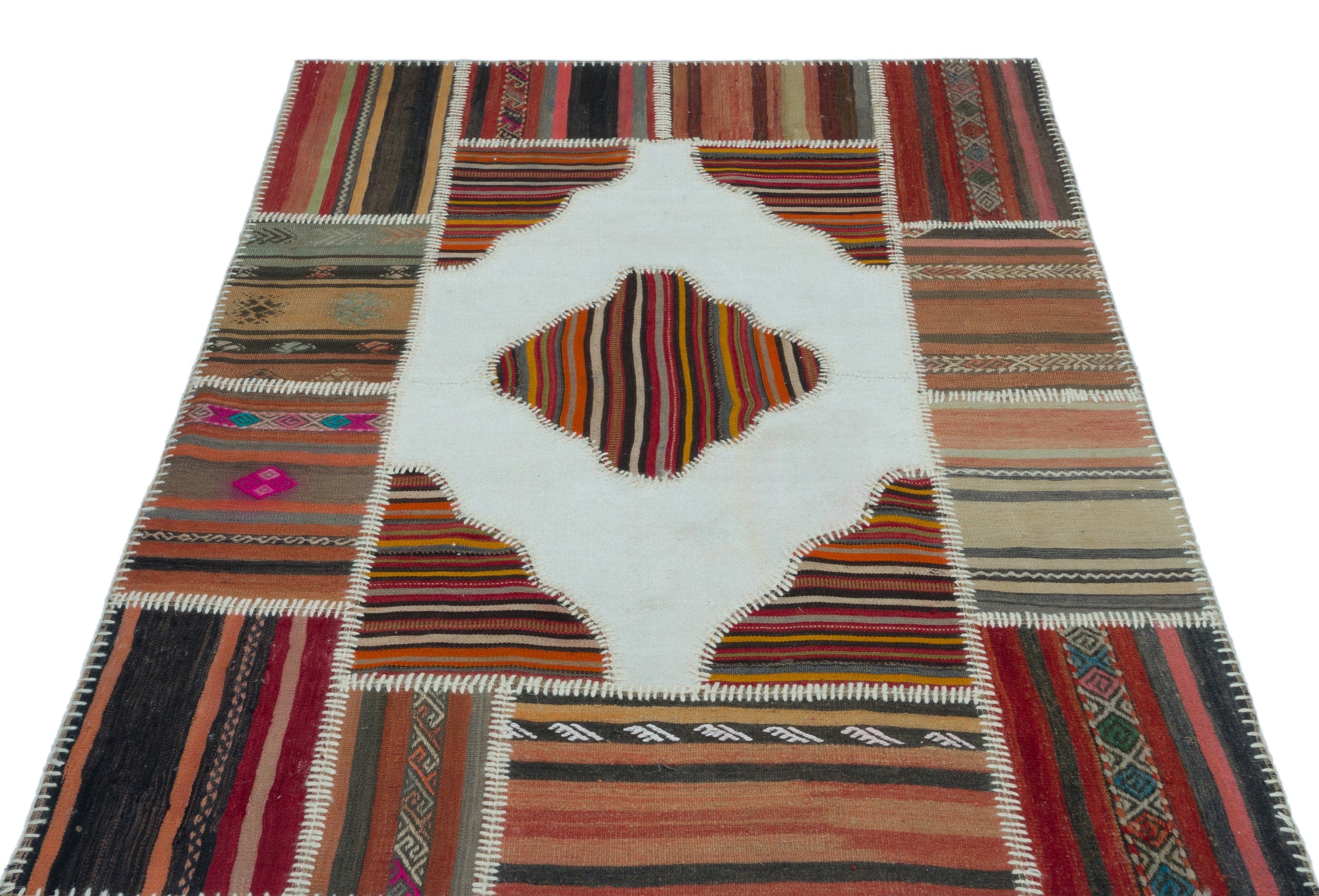 Teselya Beige Vintage Wool Handmade Area Rug 4'2" x 5'10"