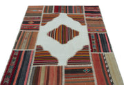 Teselya Beige Vintage Wool Handmade Area Rug 4'3" x 5'11"