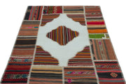 Teselya Beige Vintage Wool Handmade Area Rug 4'3" x 5'10"