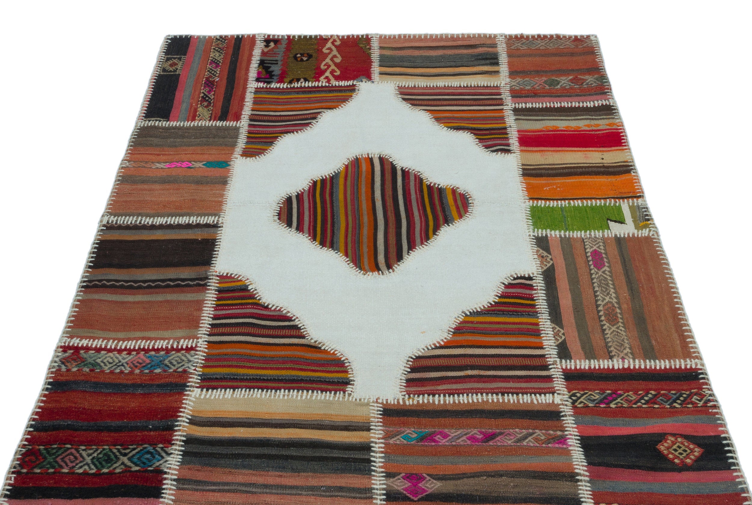 Teselya Beige Vintage Wool Handmade Area Rug 4'3" x 5'10"