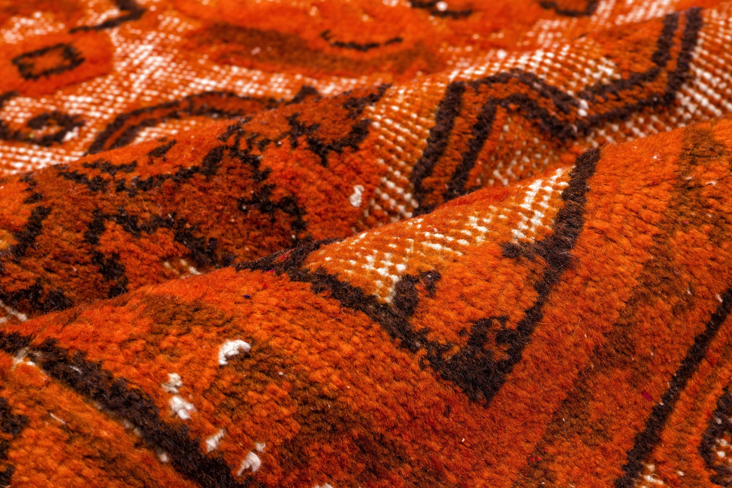 Purplea Orange Vintage Wool Handmade Area Rug 5'5" x 8'9"