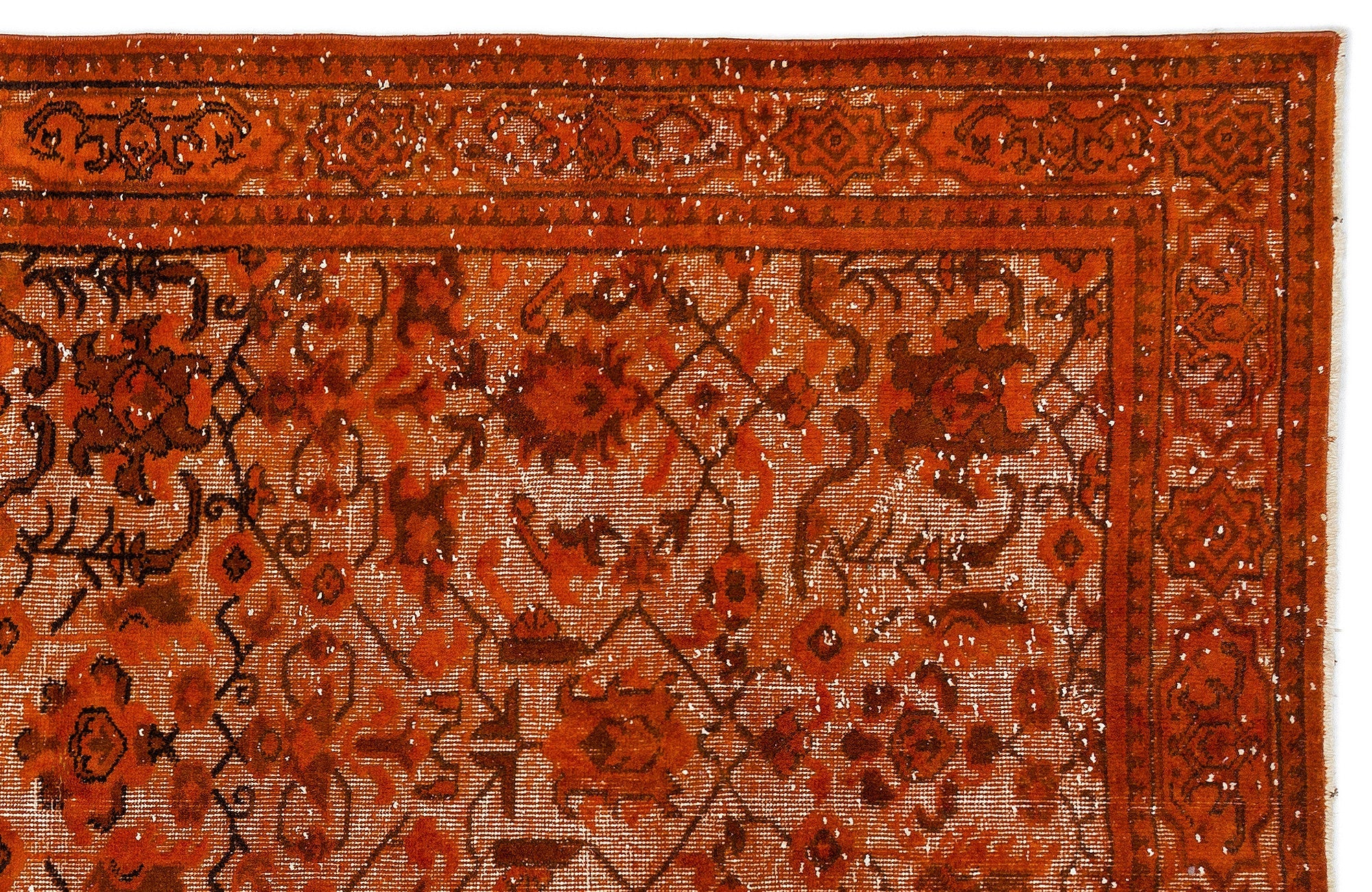 Purplea Orange Vintage Wool Handmade Area Rug 5'5" x 8'9"