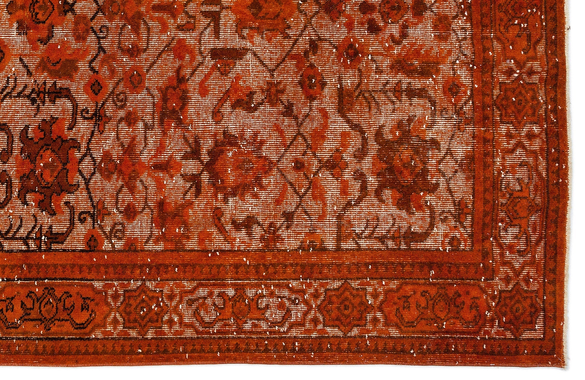 Purplea Orange Vintage Wool Handmade Area Rug 5'5" x 8'9"