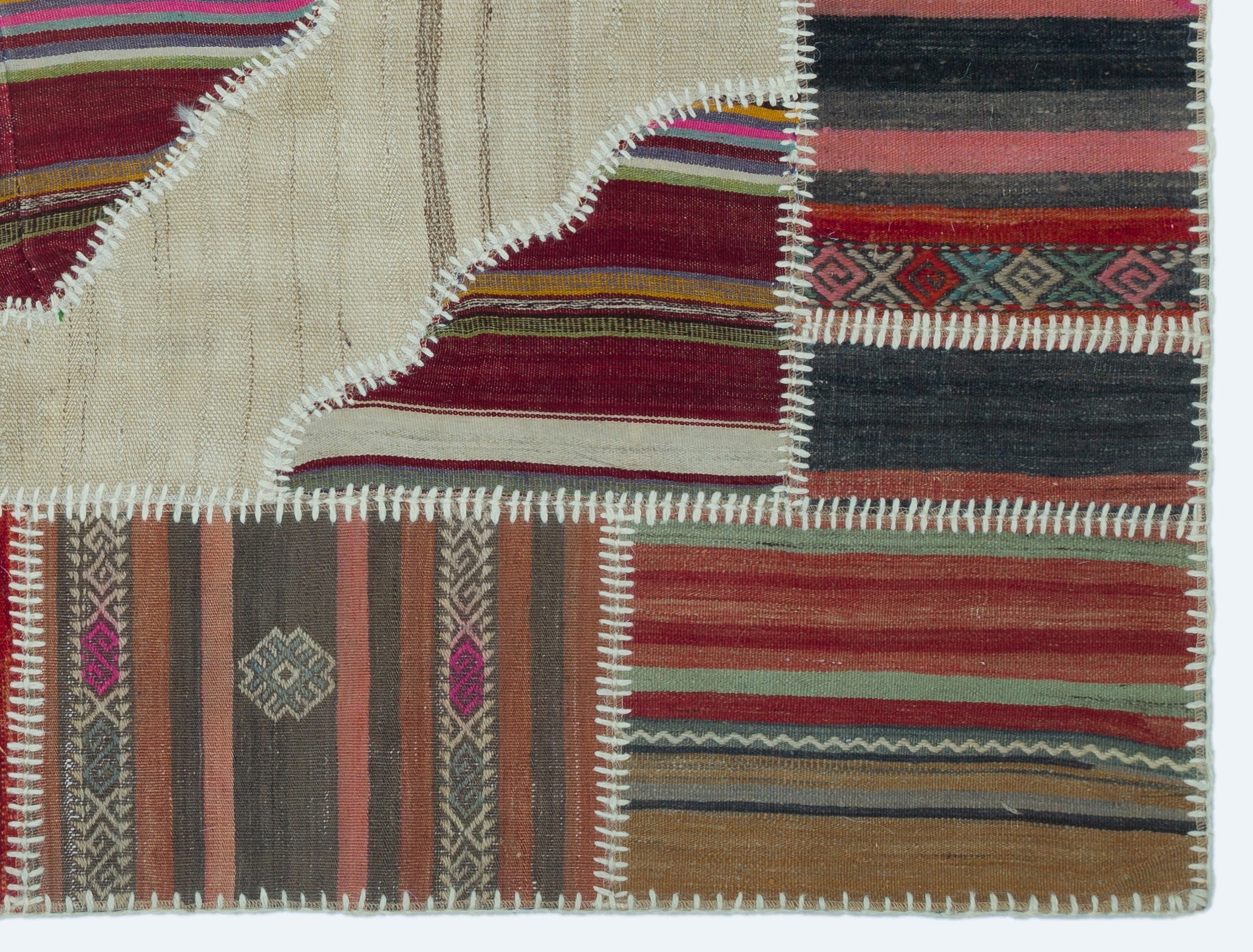 Teselya Beige Vintage Wool Handmade Area Rug 4'4" x 5'9"