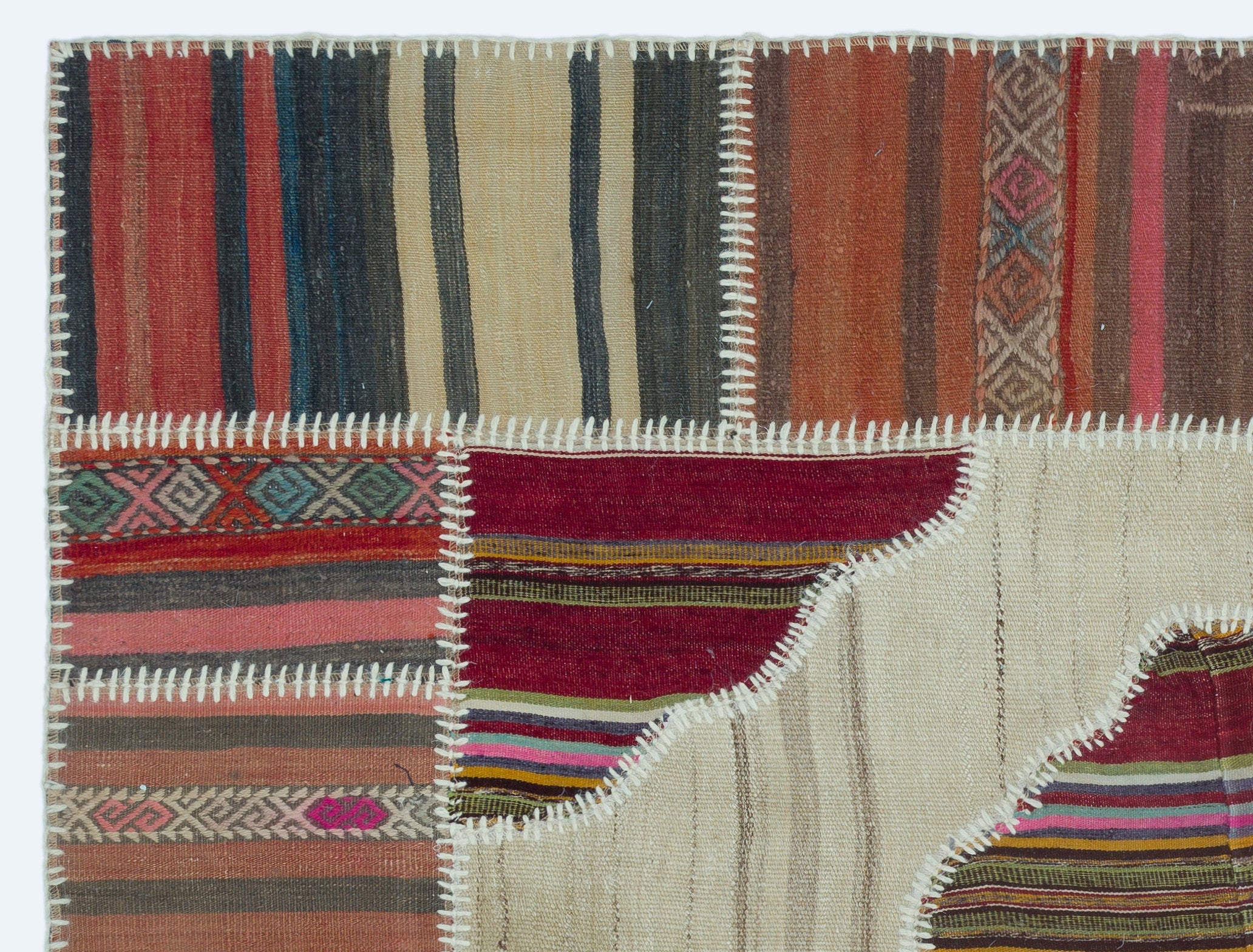Teselya Beige Vintage Wool Handmade Area Rug 4'4" x 5'9"