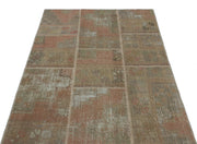 Iskece 25181 Beige Patchwork Wool Handmade Area Rug 3'11" x 5'11"