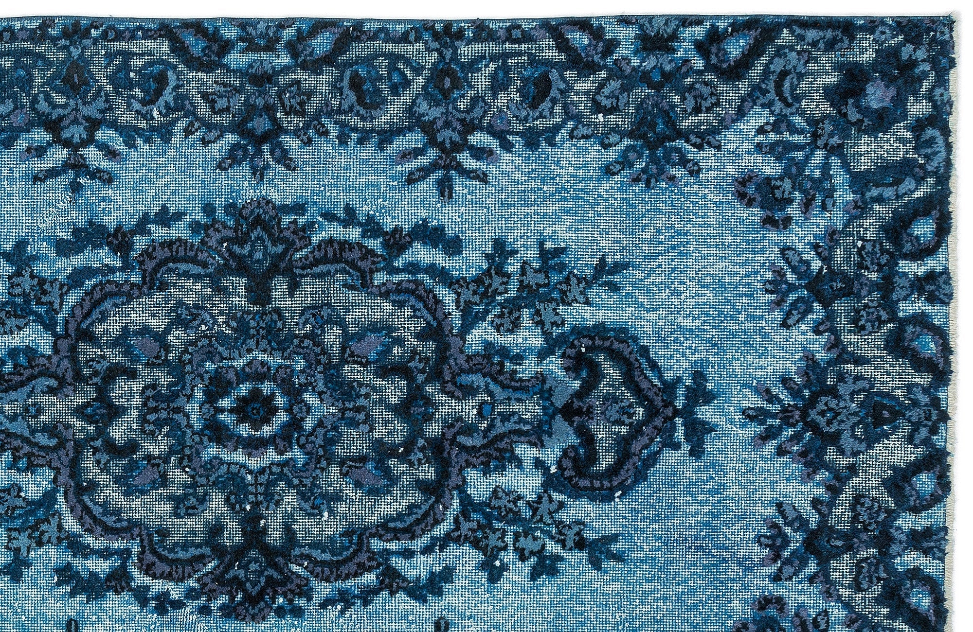Purplea Turquoise Vintage Wool Handmade Area Rug 3'11" x 6'9"