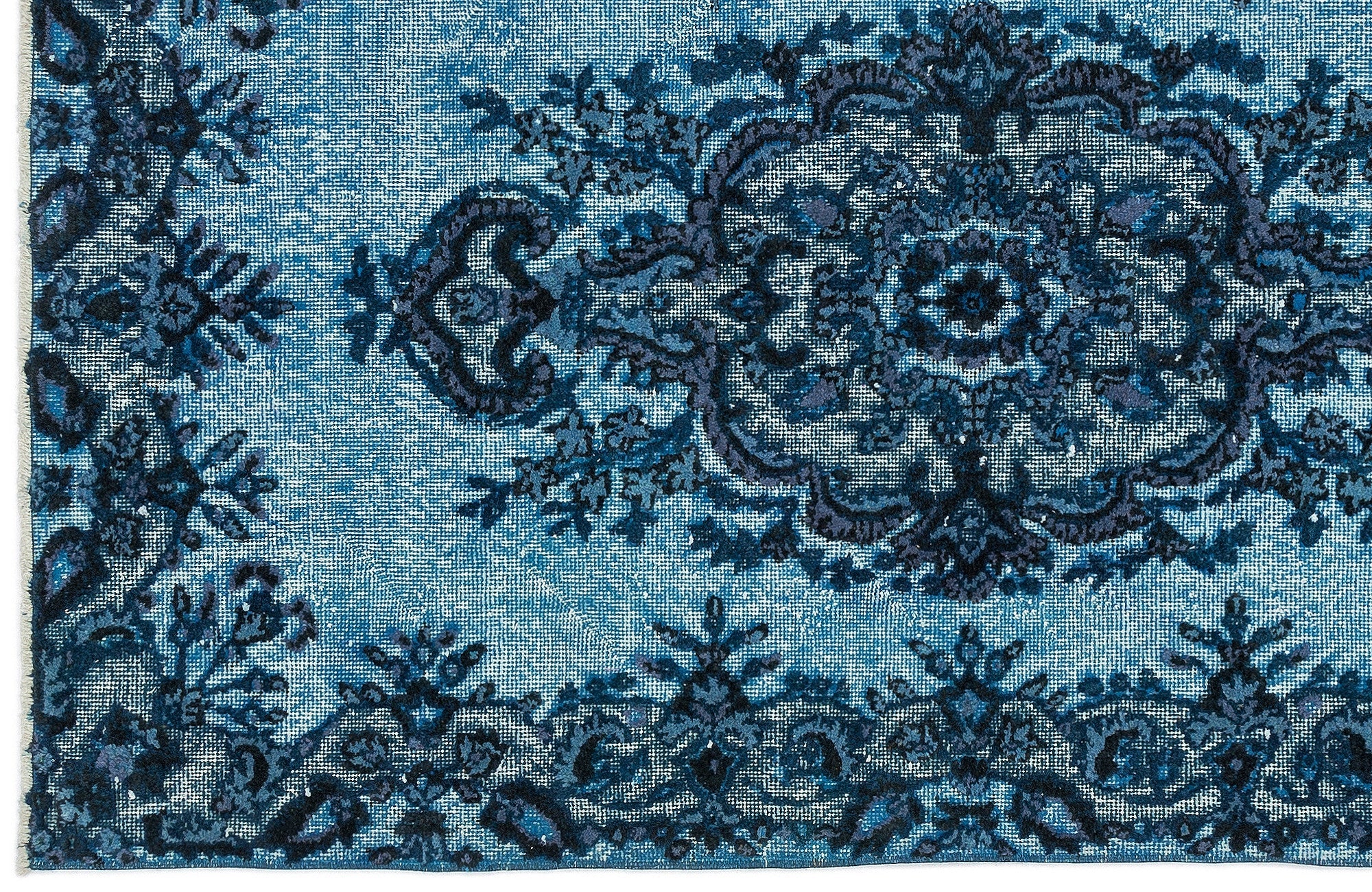 Purplea Turquoise Vintage Wool Handmade Area Rug 3'11" x 6'9"