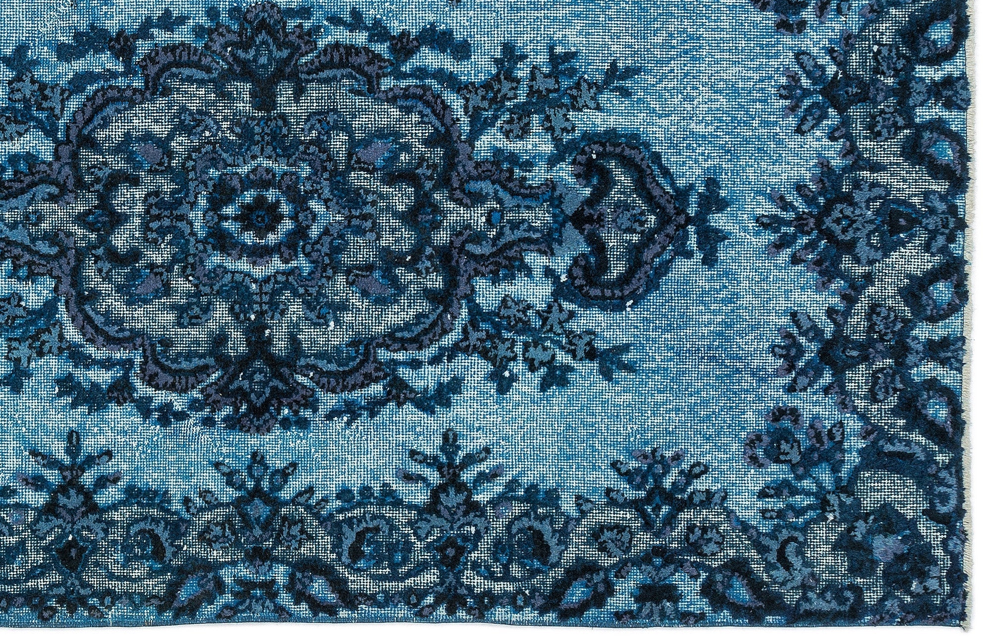 Purplea Turquoise Vintage Wool Handmade Area Rug 3'11" x 6'9"