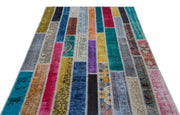 Iskece Beige Patchwork Wool Handmade Area Rug 5'0" x 7'7"
