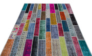 Iskece Beige Patchwork Wool Handmade Area Rug 5'3" x 7'7"