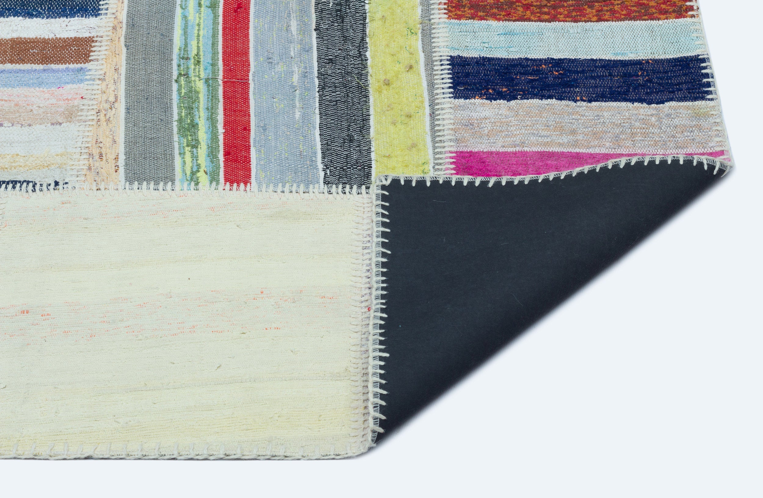 Teselya 25238 Patchwork Striped Wool Handmade Area Rug 5'2" x 7'3"