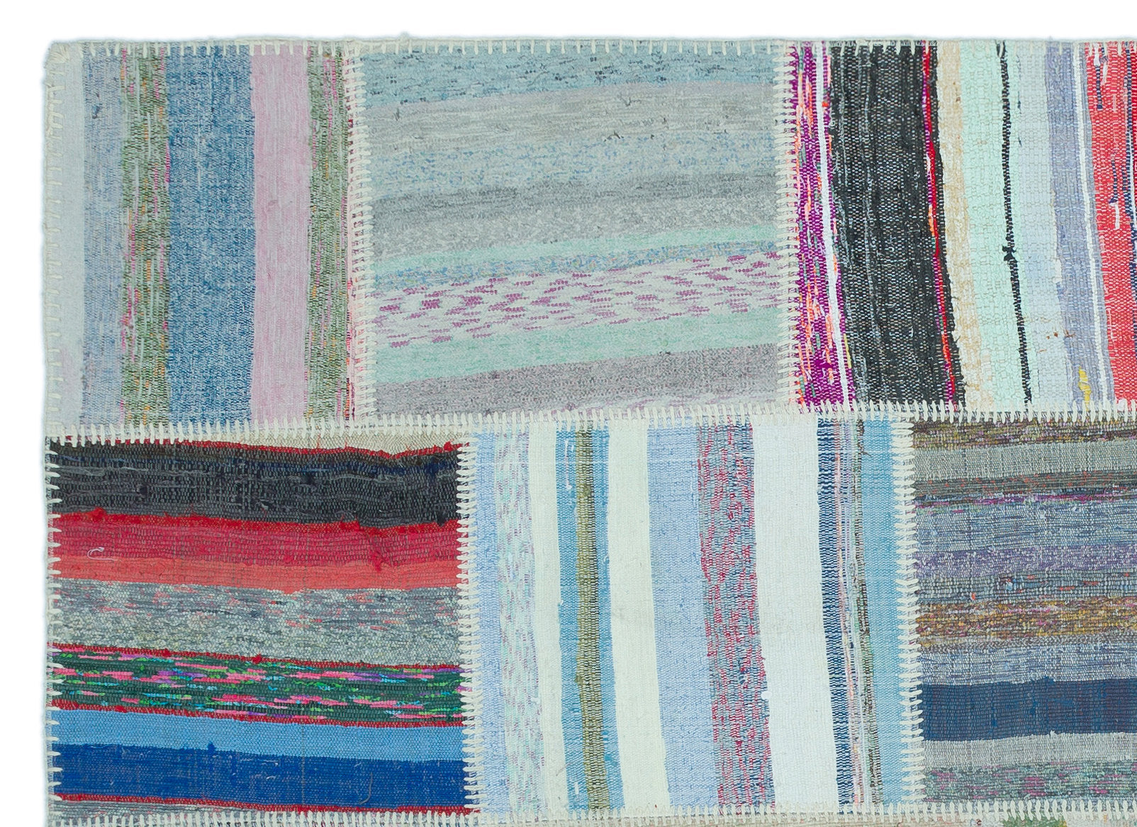 Teselya 25242 Beige Striped Wool Handmade Area Rug 5'3" x 7'3"