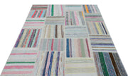 Teselya 25247 Beige Striped Wool Handmade Area Rug 5'3" x 7'3"
