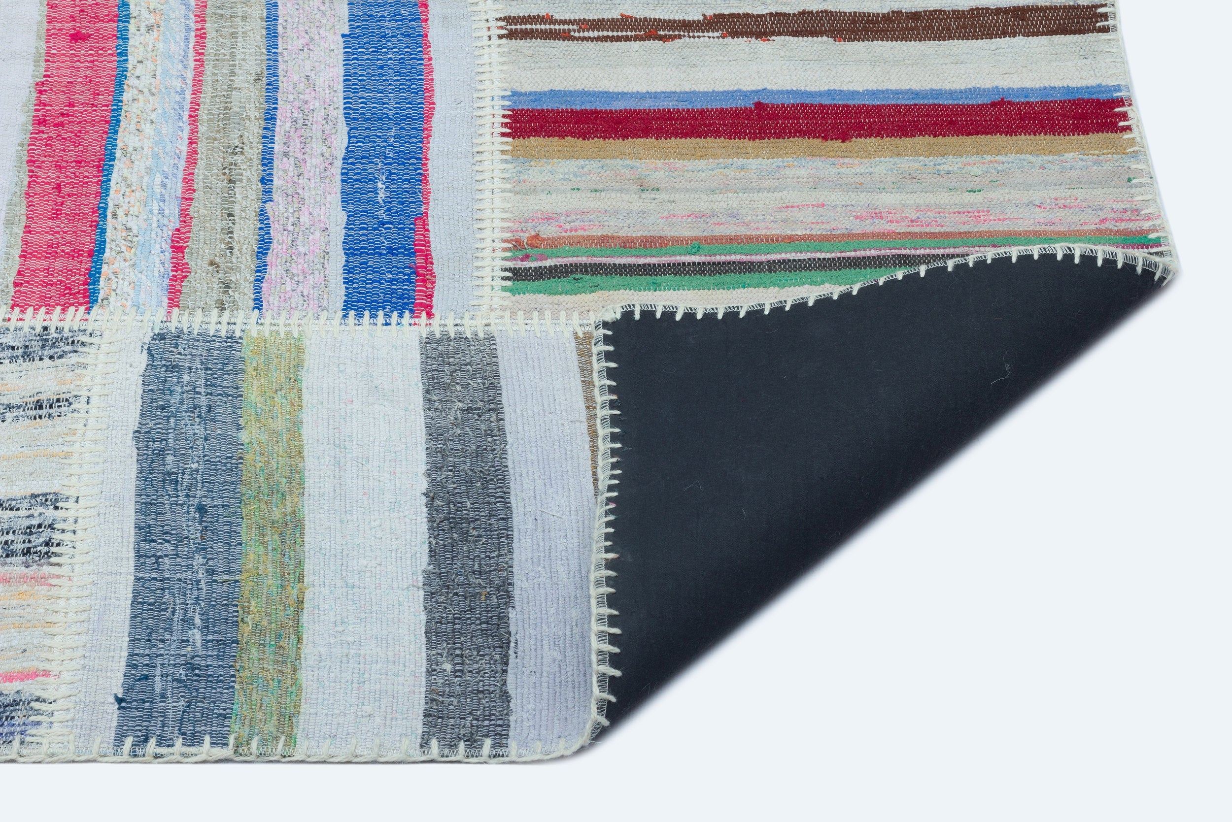 Teselya 25267 Patchwork Striped Wool Handmade Area Rug 5'3" x 7'3"
