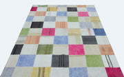 Teselya Beige Patchwork Wool Handmade Area Rug 5'2" x 7'7"