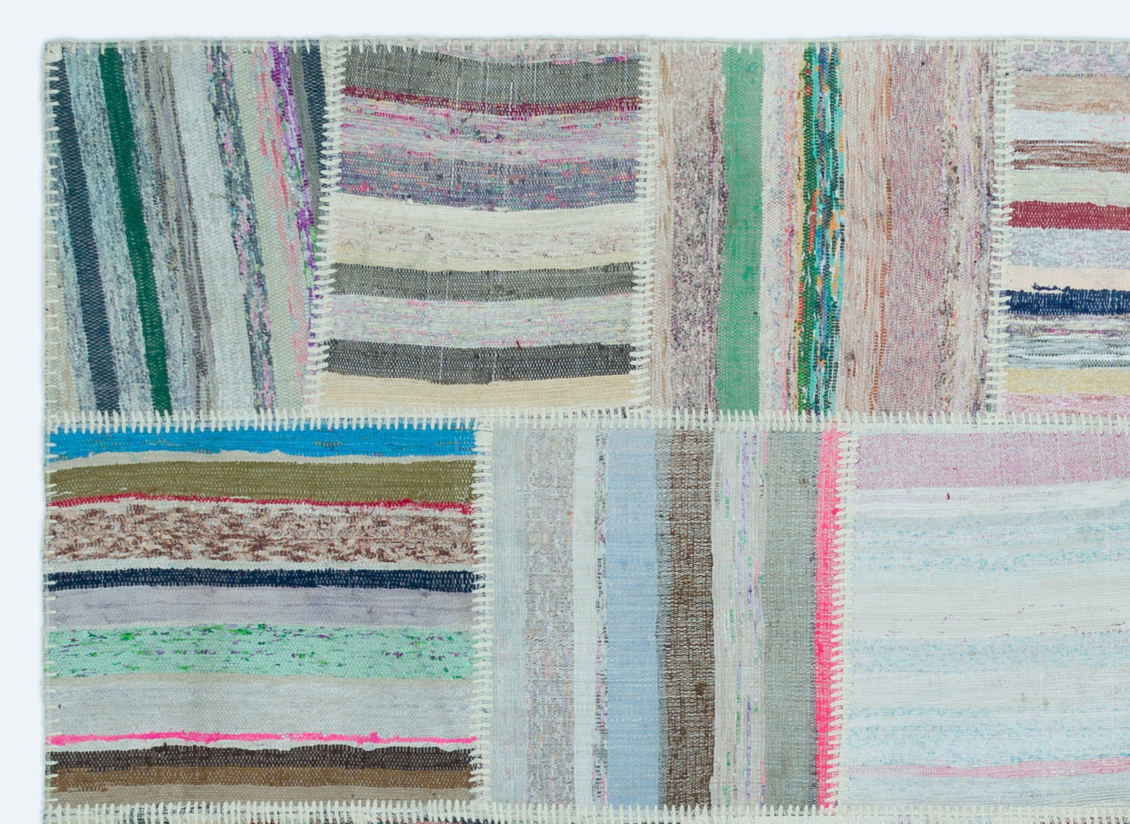 Teselya 25278 Beige Striped Wool Handmade Area Rug 5'3" x 7'3"