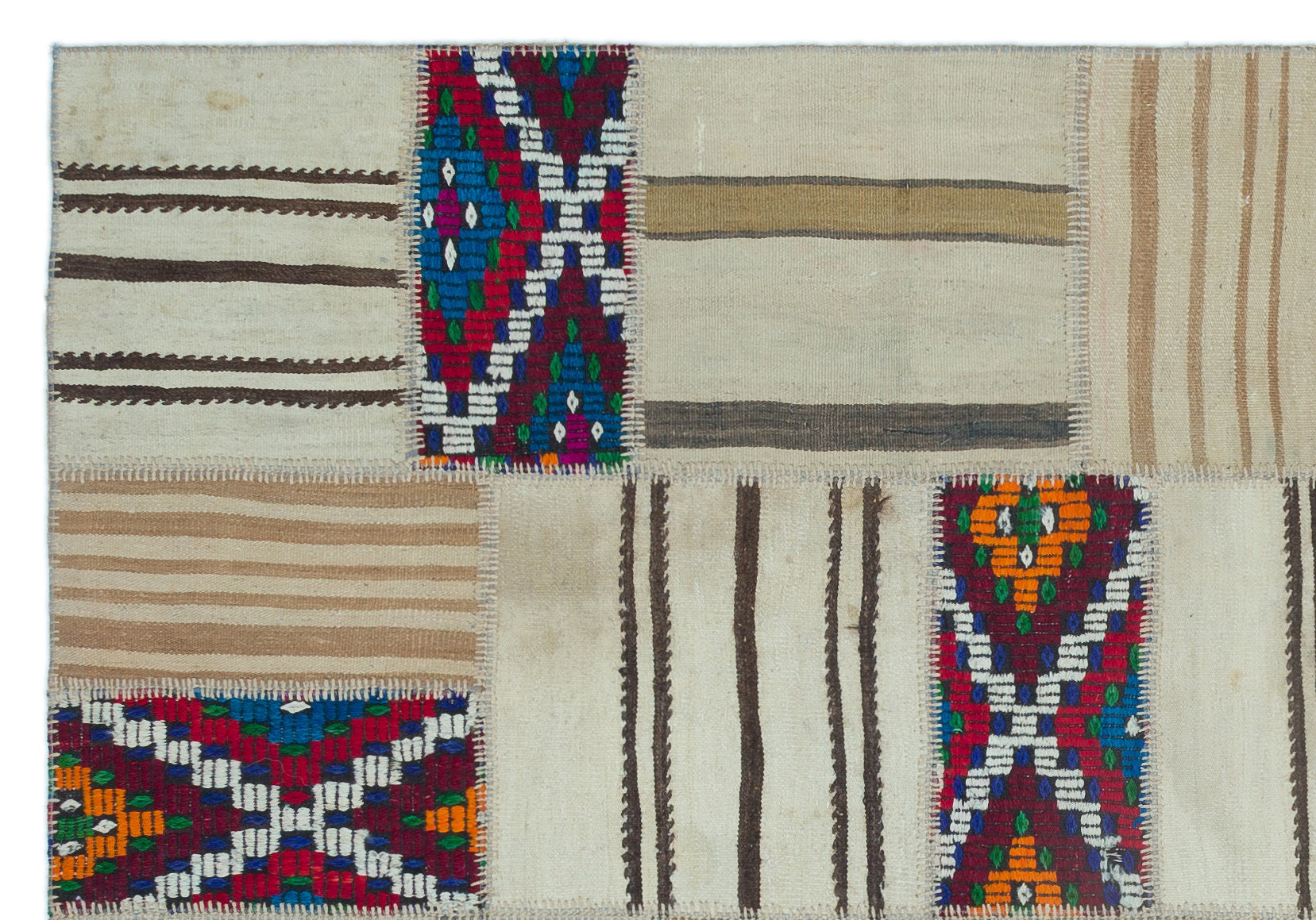 Teselya 25280 Beige Vintage Wool Handmade Area Rug 5'3" x 7'7"