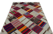 Teselya Beige Vintage Wool Handmade Area Rug 5'1" x 7'10"