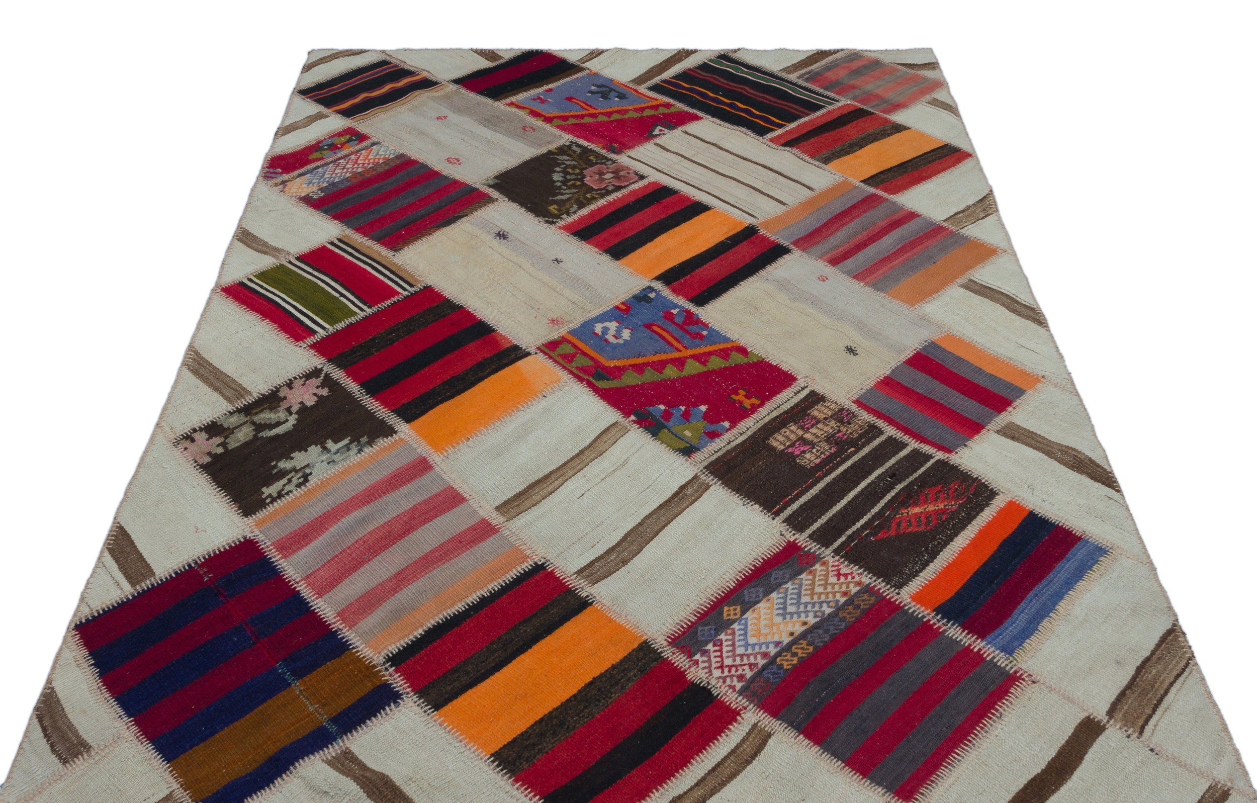 Teselya Beige Vintage Wool Handmade Area Rug 5'1" x 7'10"