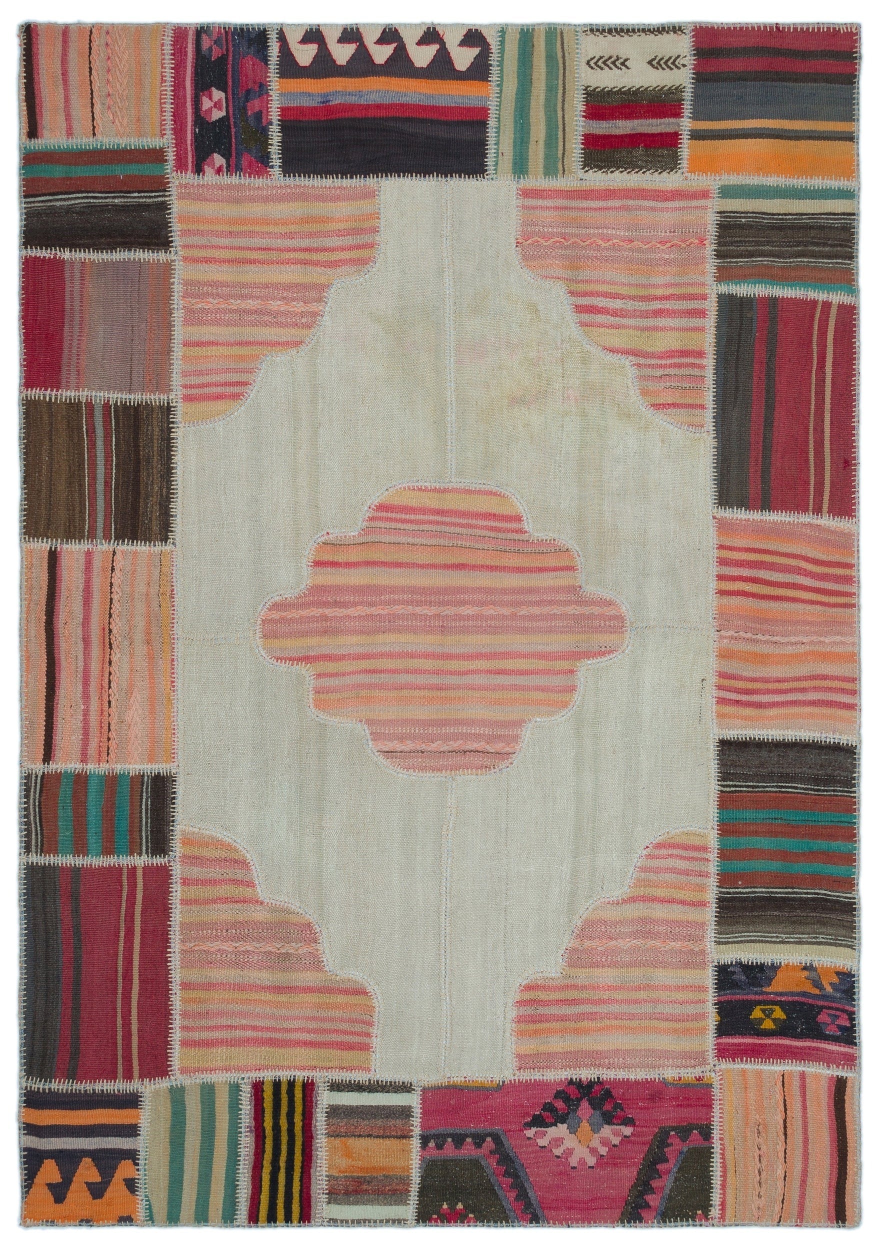 Teselya 25284 Beige Vintage Wool Handmade Area Rug 5'3" x 7'5"