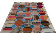Teselya Beige Vintage Wool Handmade Area Rug 5'4" x 7'7"