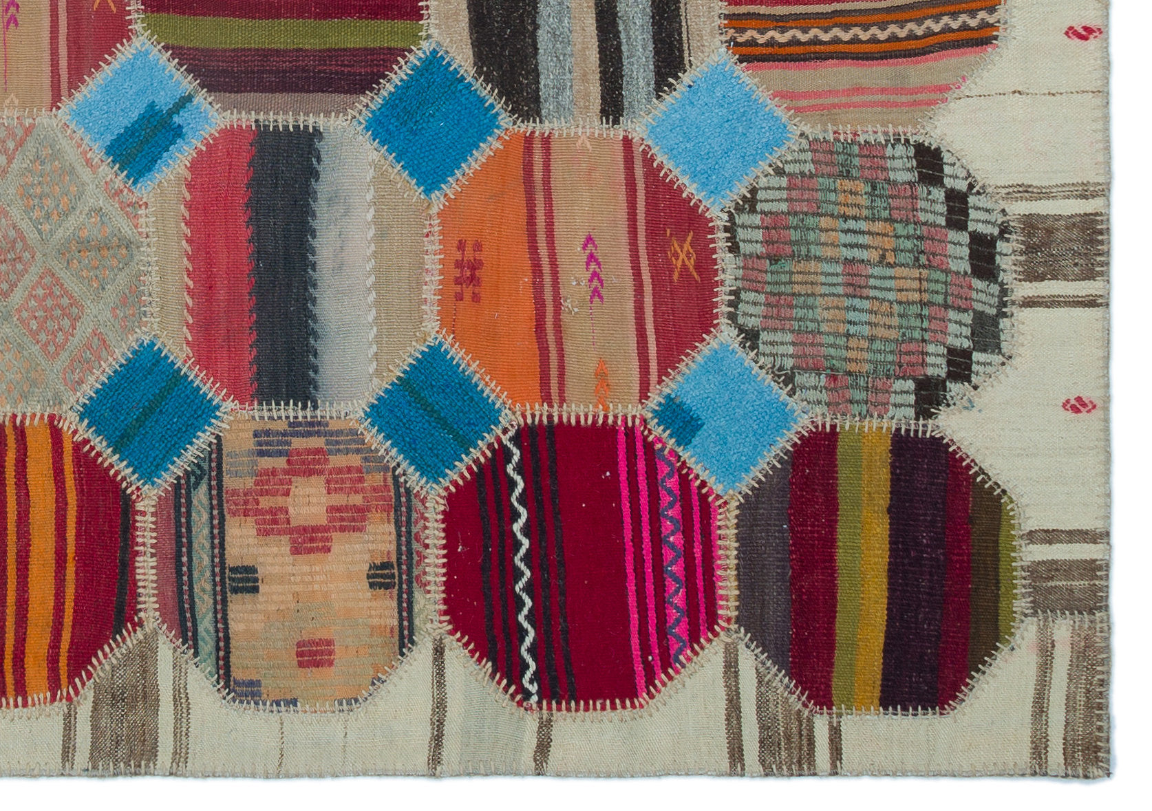 Teselya Beige Vintage Wool Handmade Area Rug 5'4" x 7'7"