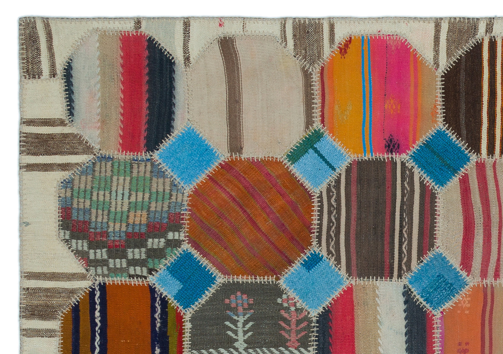 Teselya Beige Vintage Wool Handmade Area Rug 5'4" x 7'7"