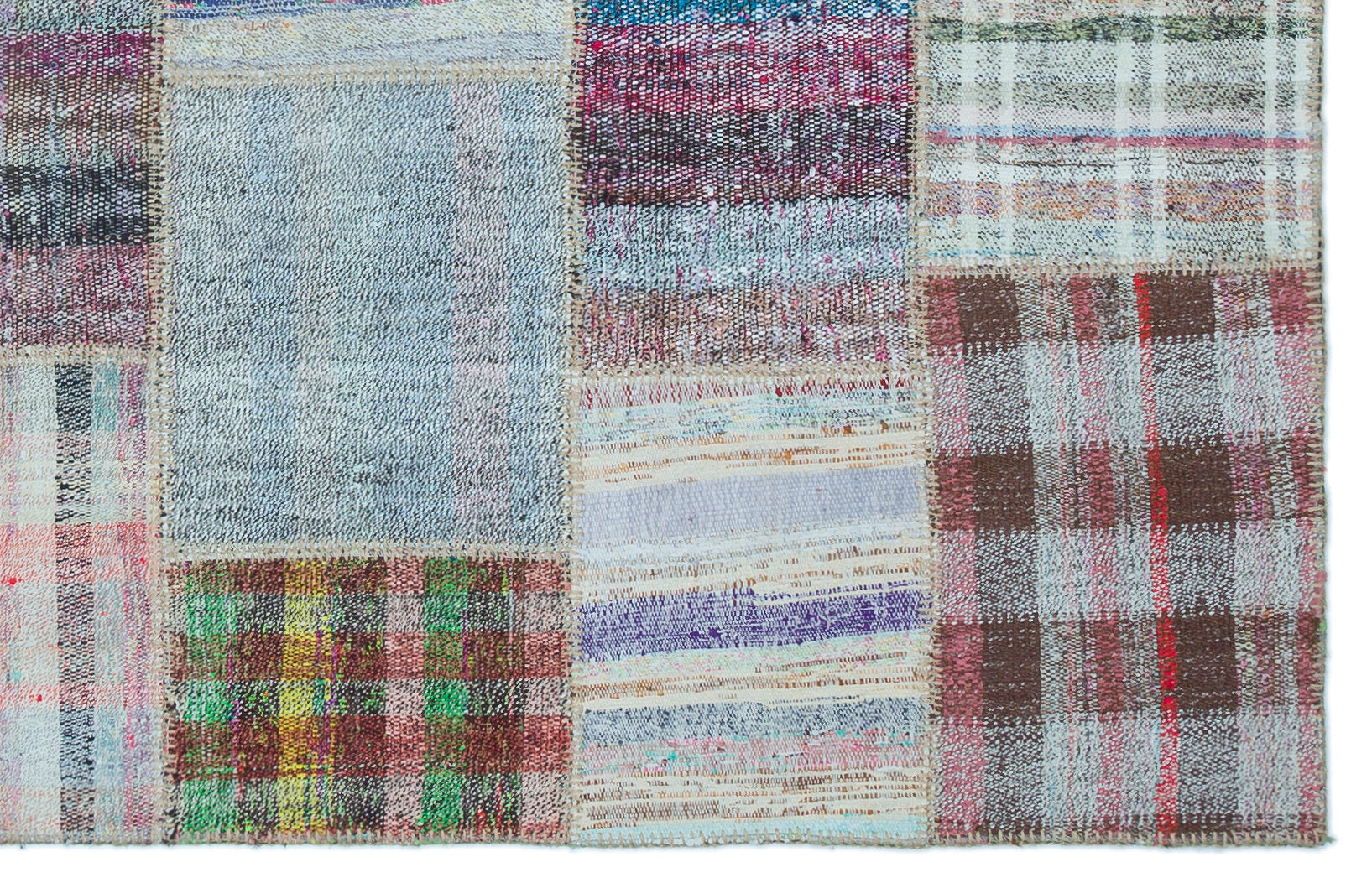 Teselya Beige Striped Wool Handmade Area Rug 4'9" x 7'6"
