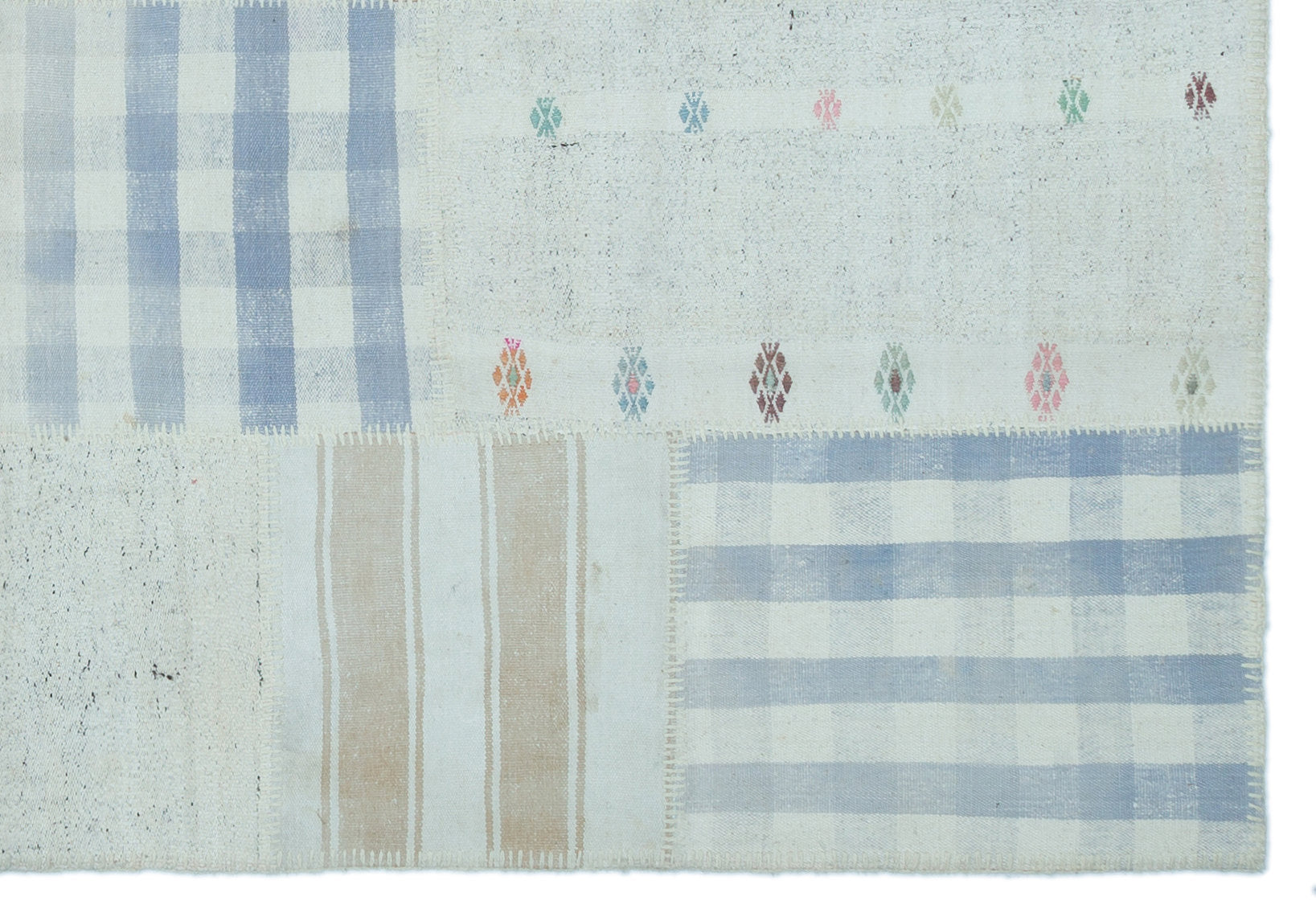 Teselya Beige Striped Wool Handmade Area Rug 5'2" x 7'5"