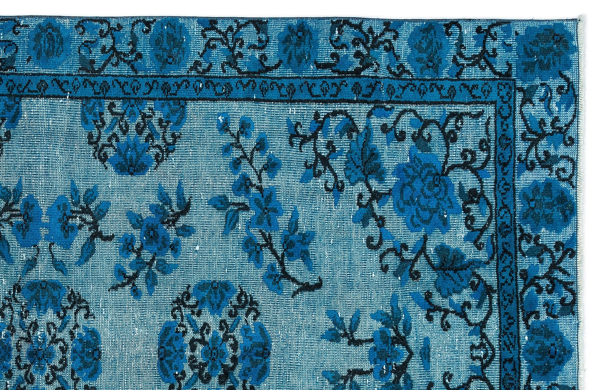 Purplea Turquoise Vintage Wool Handmade Area Rug 5'5" x 8'10"