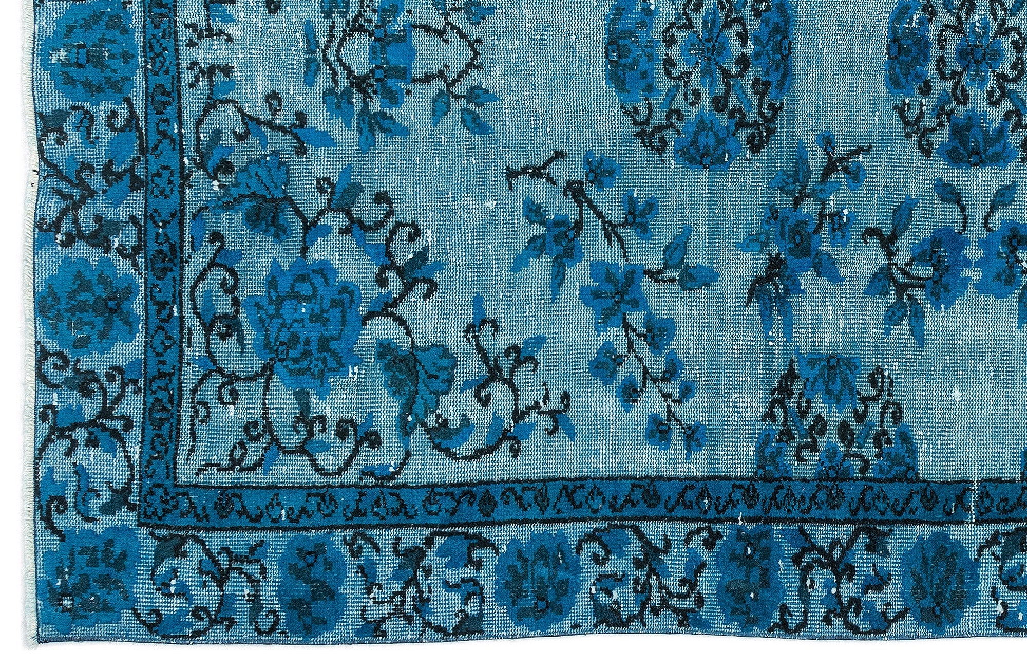 Purplea Turquoise Vintage Wool Handmade Area Rug 5'5" x 8'10"