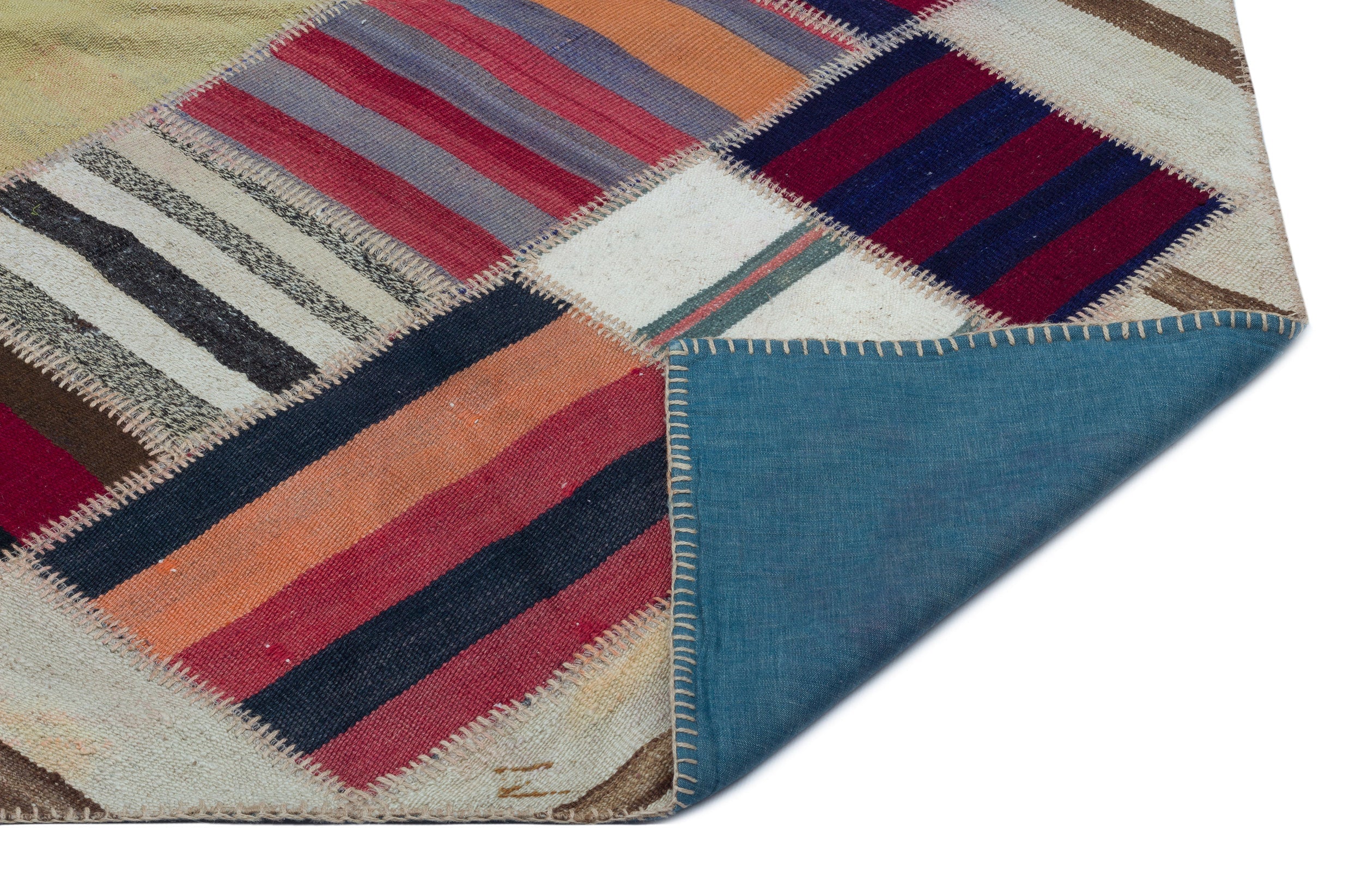 Teselya 25300 Patchwork Vintage Wool Handmade Area Rug 5'3" x 7'9"