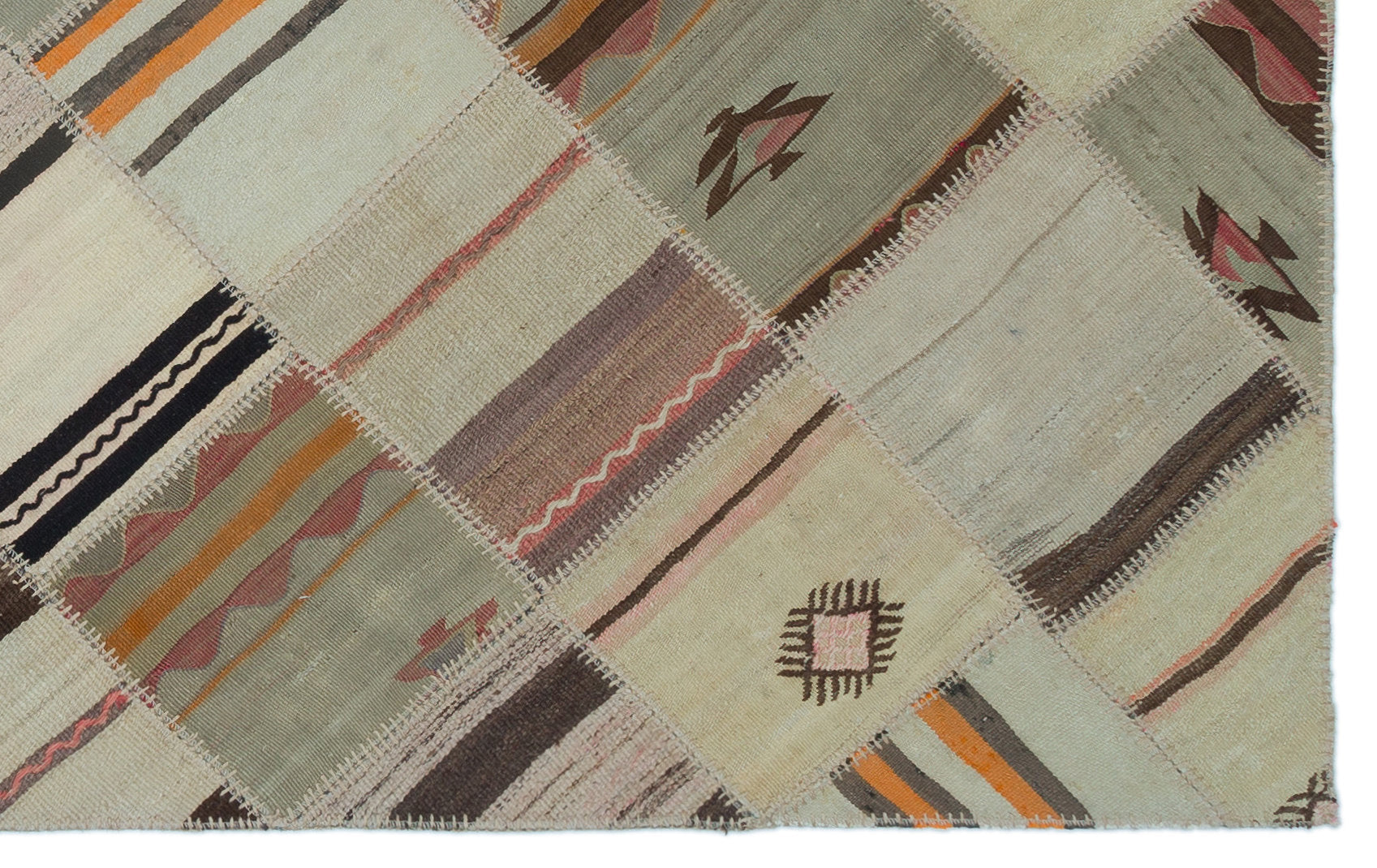 Teselya Beige Vintage Wool Handmade Area Rug 4'10" x 7'9"