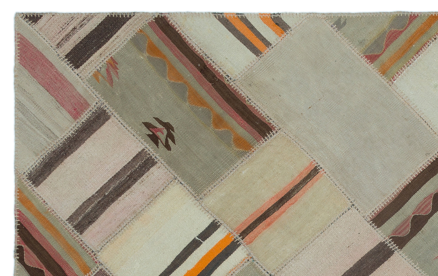 Teselya Beige Vintage Wool Handmade Area Rug 4'10" x 7'9"