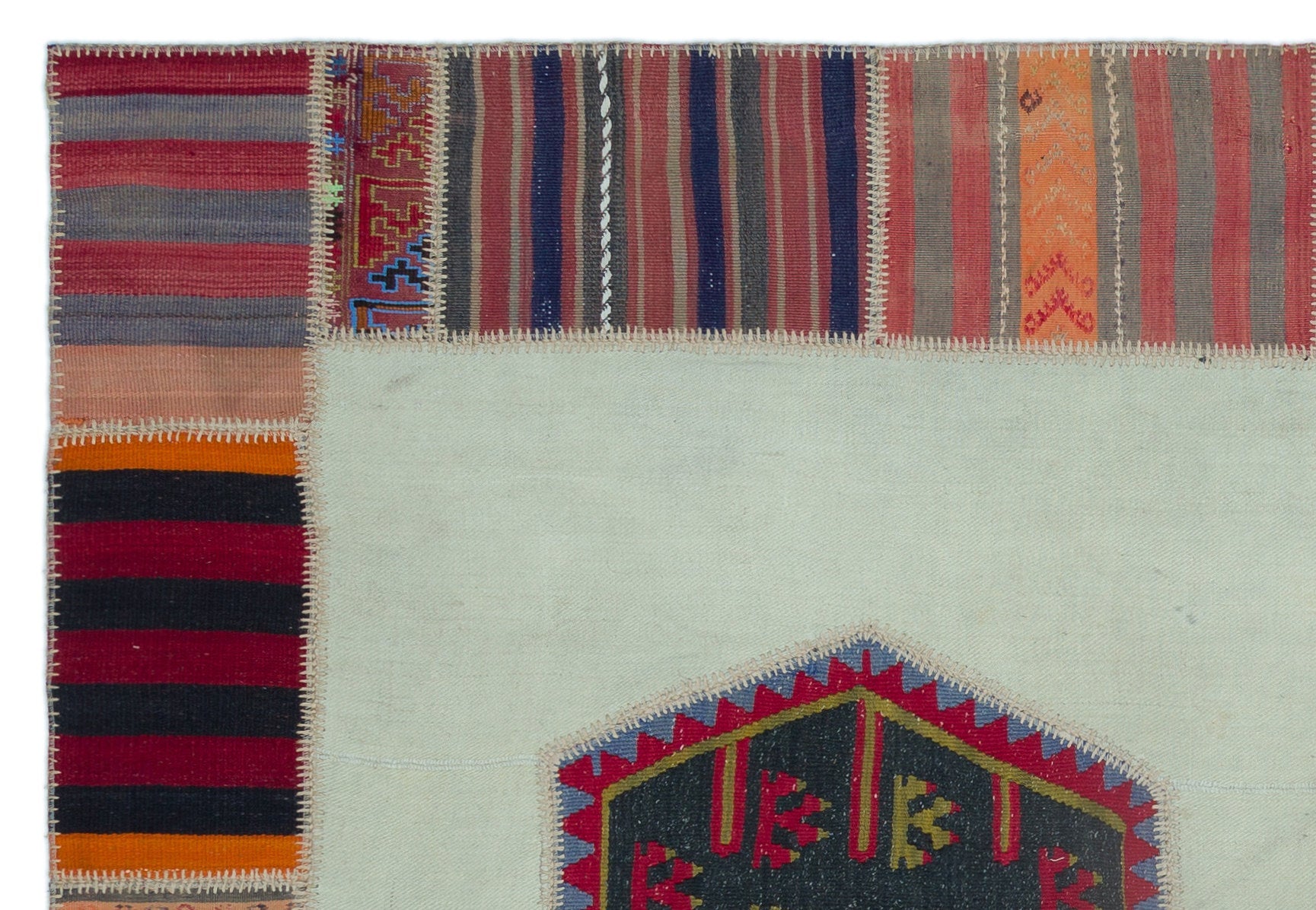 Teselya Beige Vintage Wool Handmade Area Rug 5'4" x 7'10"