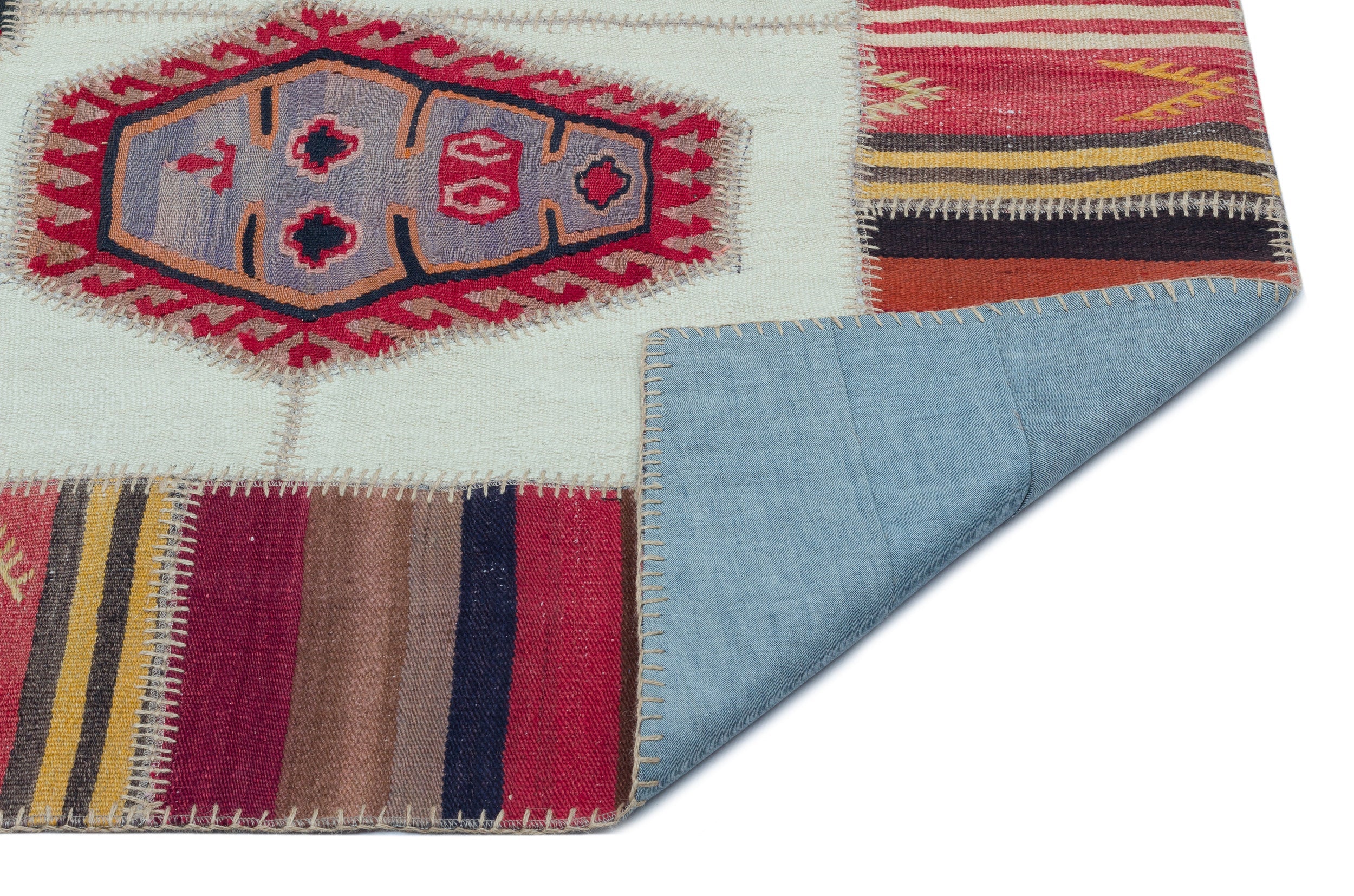 Teselya 25305 Patchwork Vintage Wool Handmade Area Rug 5'2" x 7'8"