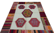 Teselya 25305 Patchwork Vintage Wool Handmade Area Rug 5'2" x 7'8"