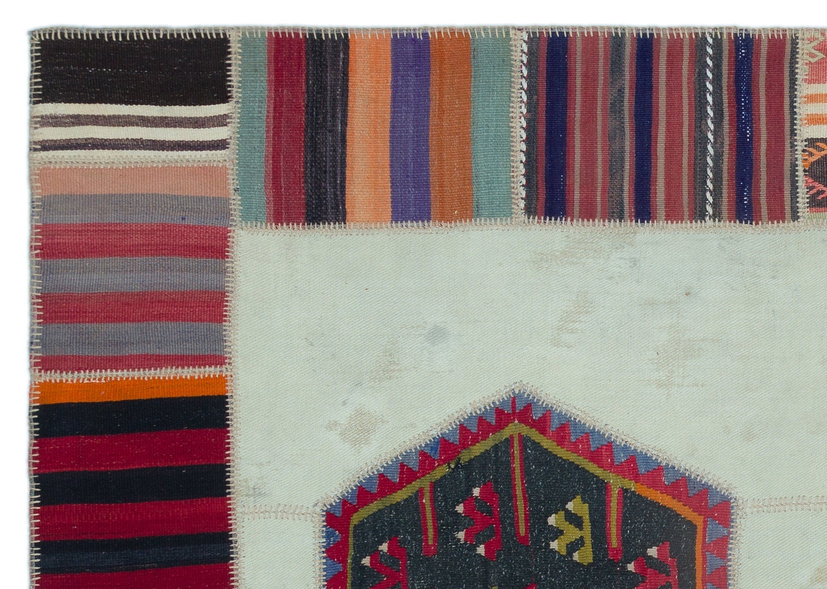 Teselya Beige Vintage Wool Handmade Area Rug 5'6" x 7'9"