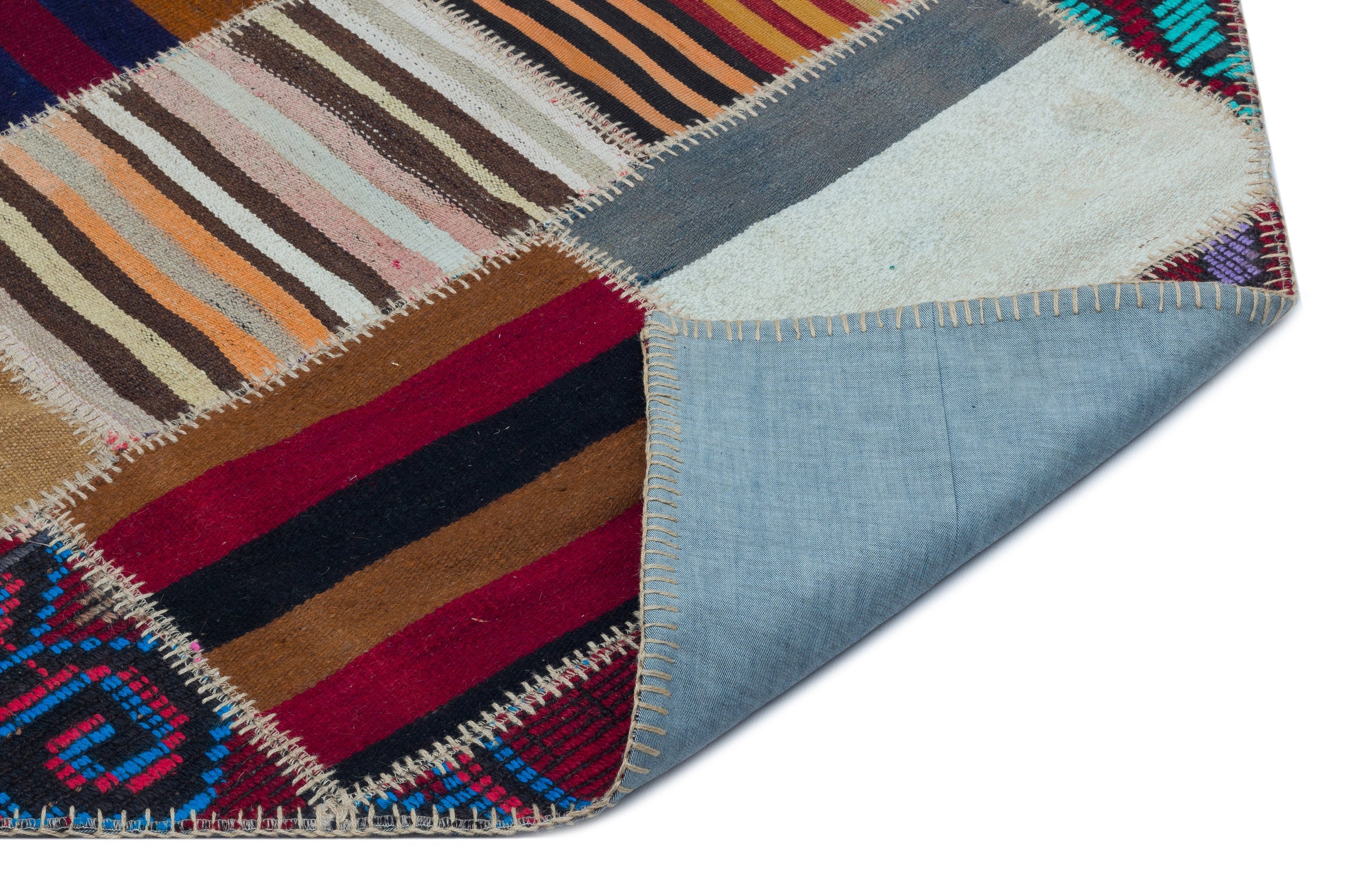 Teselya 25310 Patchwork Vintage Wool Handmade Area Rug 5'2" x 7'9"
