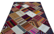 Teselya 25310 Patchwork Vintage Wool Handmade Area Rug 5'2" x 7'9"