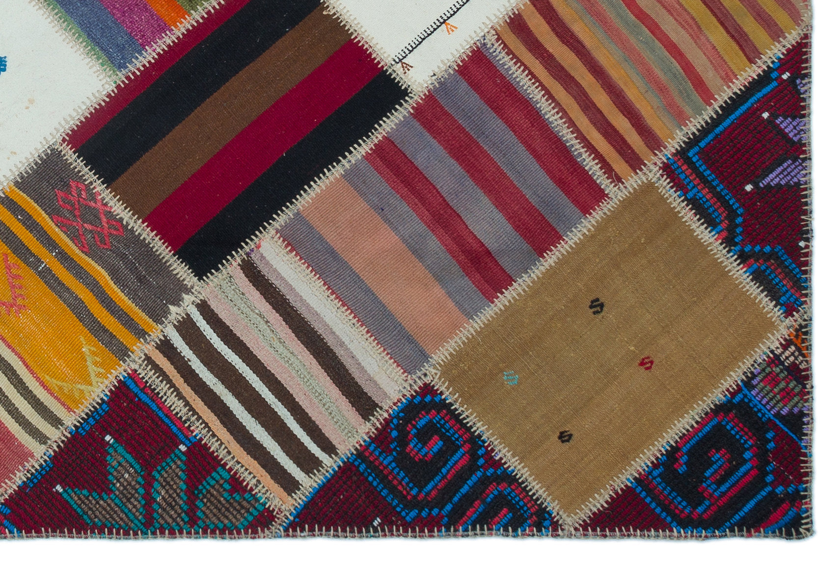 Teselya 25310 Patchwork Vintage Wool Handmade Area Rug 5'2" x 7'9"