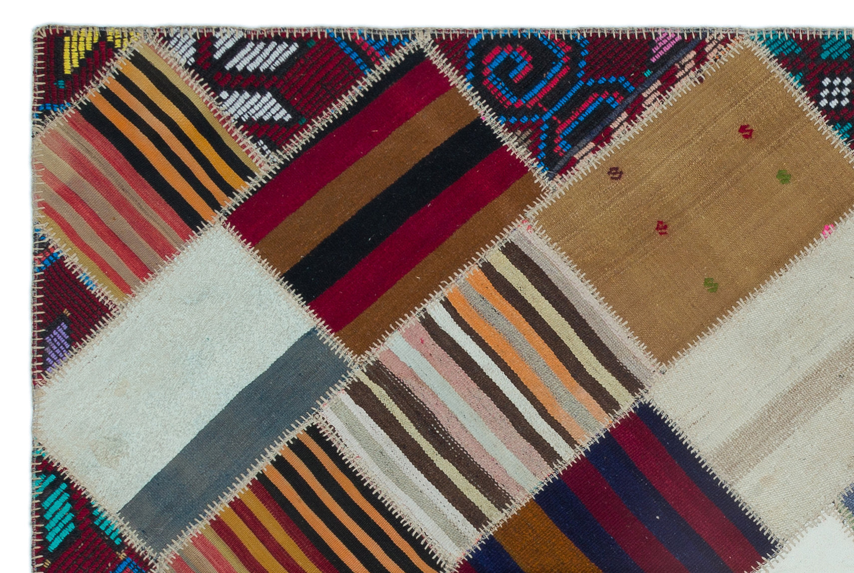 Teselya 25310 Patchwork Vintage Wool Handmade Area Rug 5'2" x 7'9"