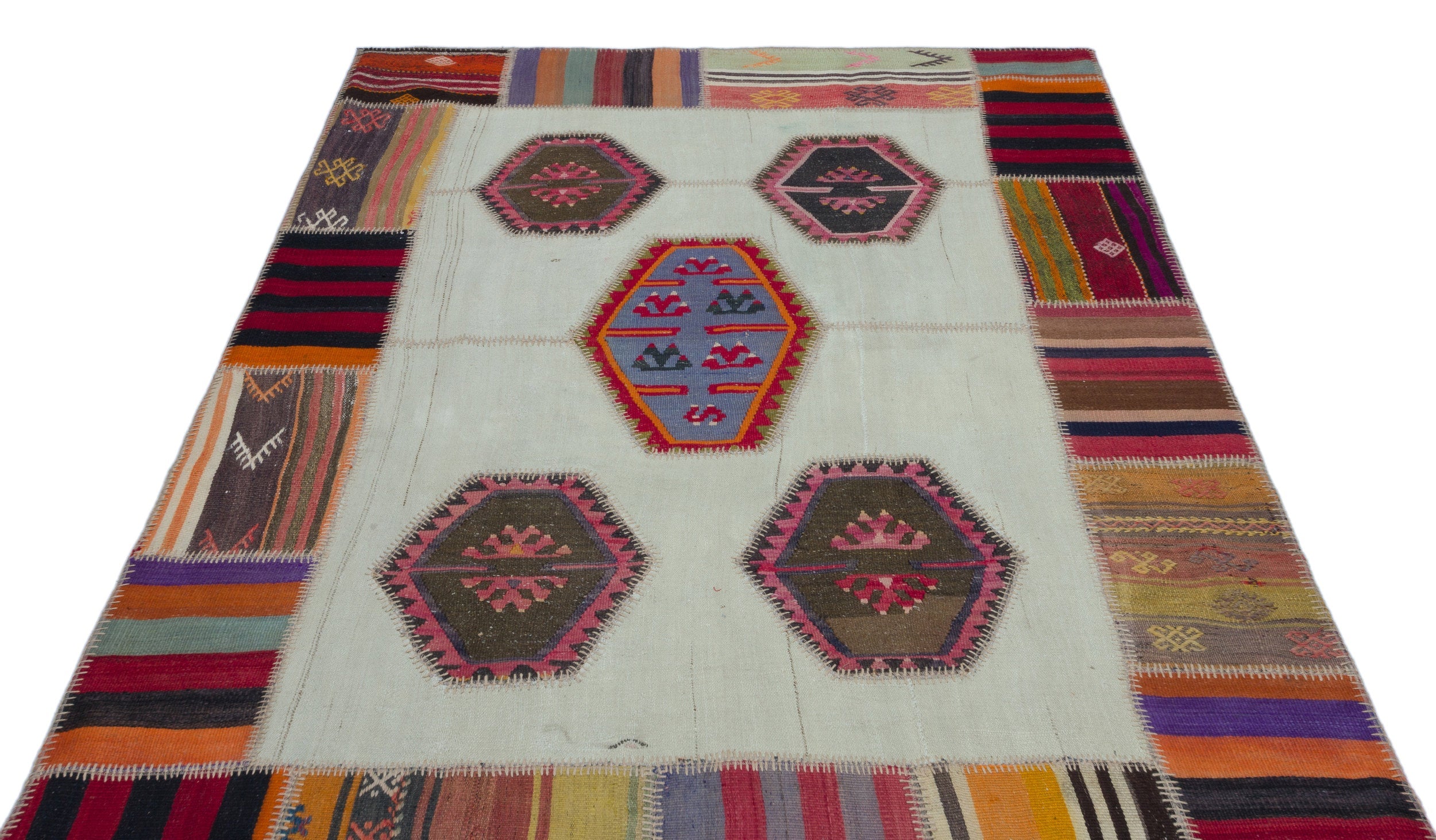 Teselya 25311 Beige Vintage Wool Handmade Area Rug 5'4" x 7'5"
